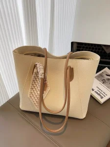 Minimalist Bucket Tote with Woven Charm