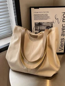 Minimalist Soft Leather Tote — Cream