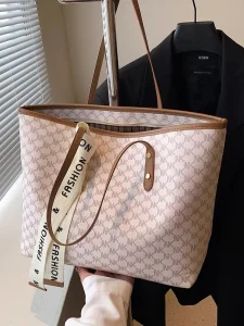 Monogram Tote with Logo Webbing — Pink