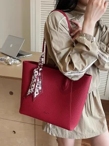 Rose Silk-Scarf Tote Bag — Berry