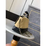 Beige and Black Two-Tone Top-Handle Flap Bag