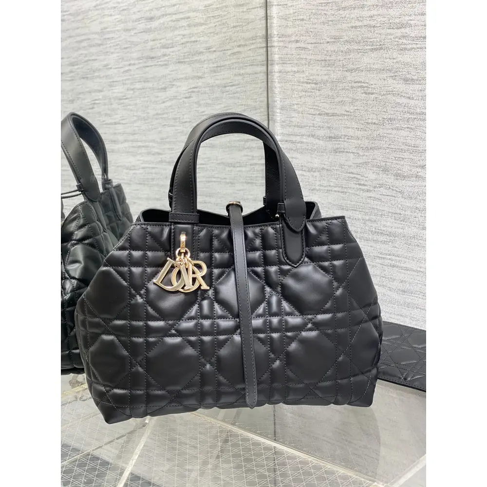 Black Cannage Large Tote