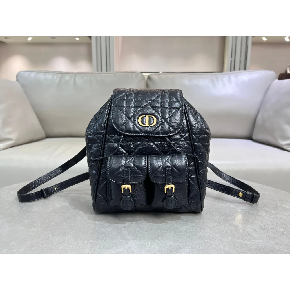 Black Cannage Quilted Backpack