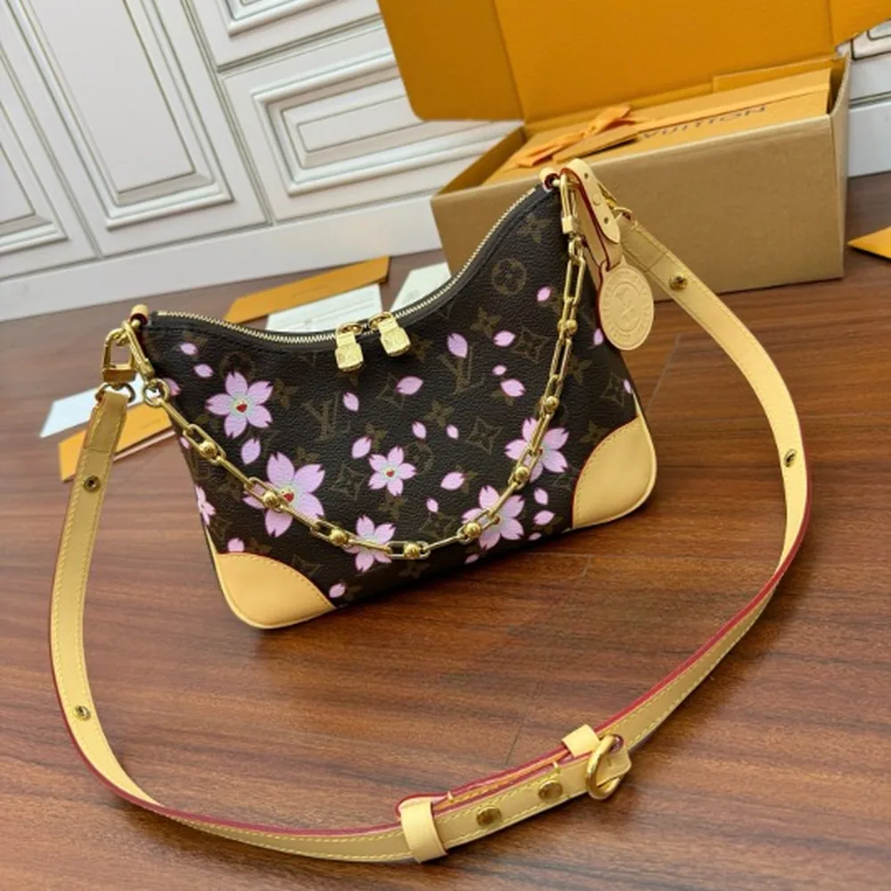 Black Cherry-Blossom Long Shoulder Bag