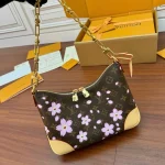 Black Cherry-Blossom Long Shoulder Bag