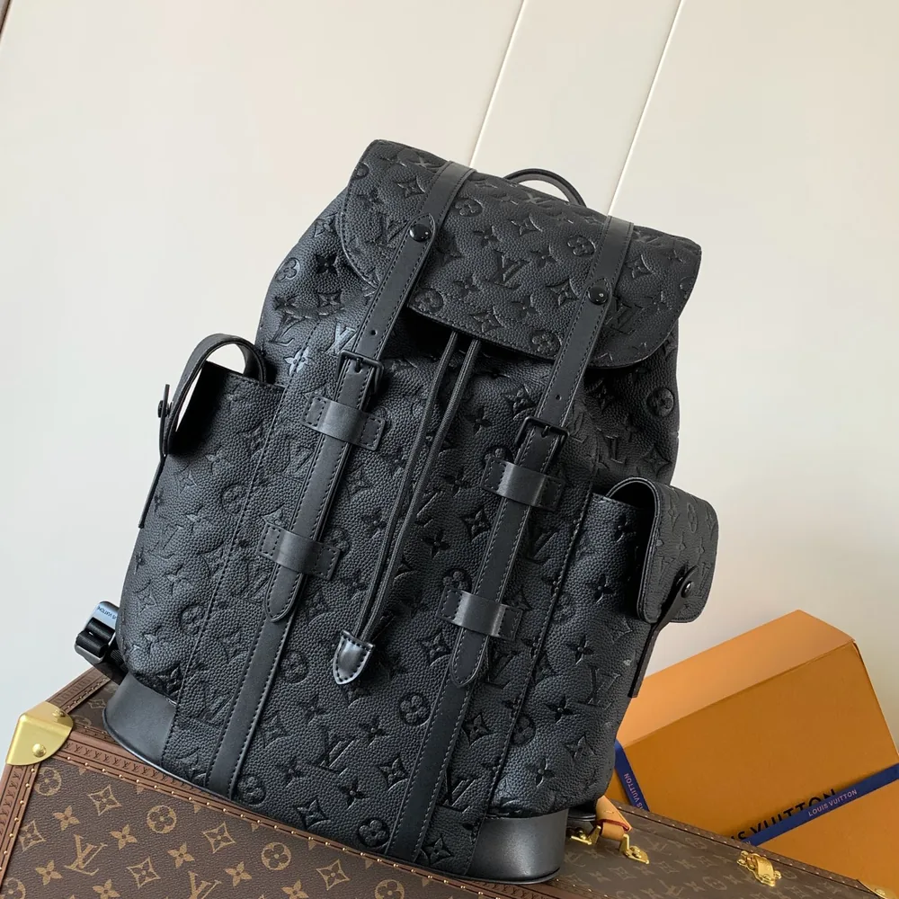 Black Embossed Men’s Backpack