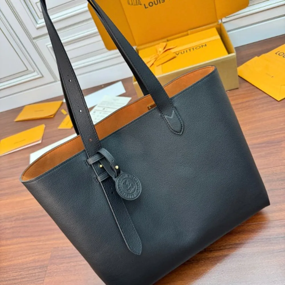 Black Leather Large Tote