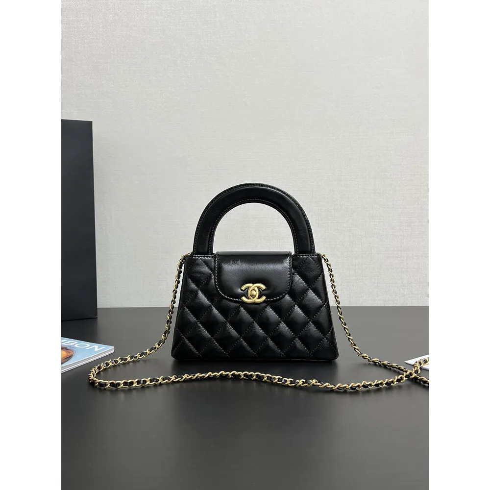 Black Mini Top-Handle Chain Bag