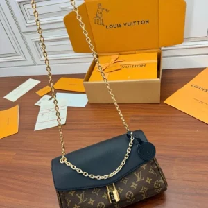 Black & Monogram Gold-Chain Shoulder Bag