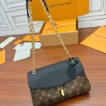 Black & Monogram Gold-Chain Shoulder Bag