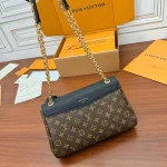 Black & Monogram Gold-Chain Shoulder Bag