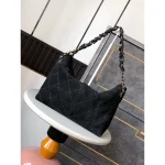 Black Quilted Chain Hobo Bag