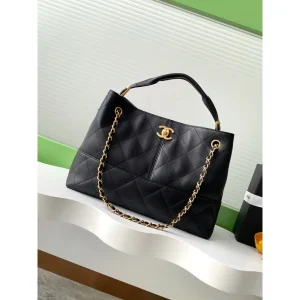 Black Quilted Chain Shoulder Bag