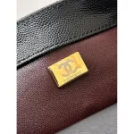 Black Quilted Flap Bag with Burgundy Handle
