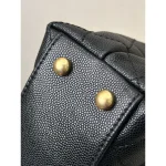 Black Quilted Flap Bag with Burgundy Handle