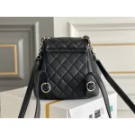 Black Quilted Twin-Pocket Backpack