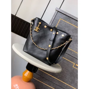 Black Studded Chain Bucket Bag