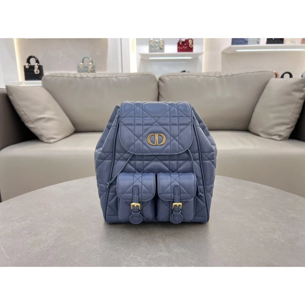 Blue Cannage Quilted Backpack