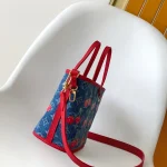 Blue Cherry-Print Handbag with Pouch