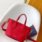 Blue Cherry-Print Handbag with Pouch