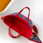 Blue Cherry-Print Handbag with Pouch