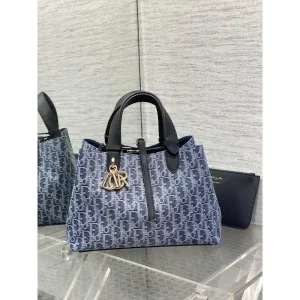 Blue Oblique Monogram Tote with Pouch