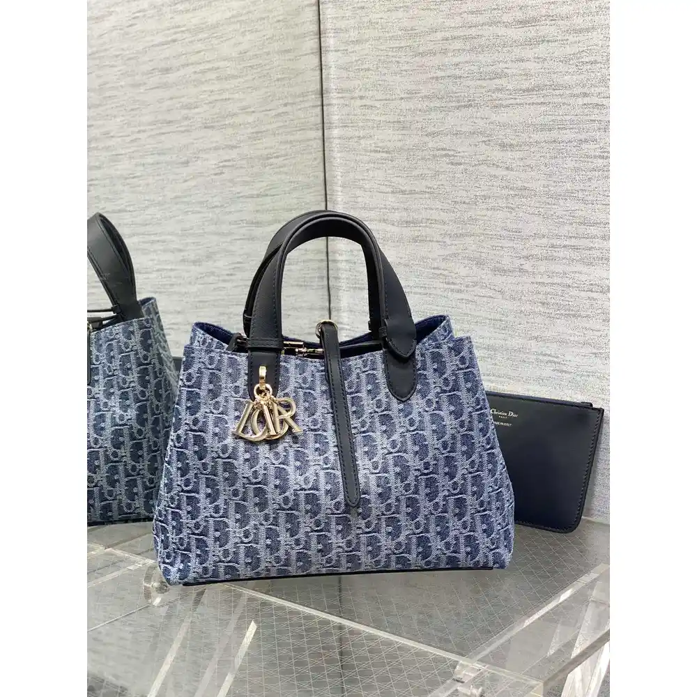 Blue Oblique Monogram Tote with Pouch