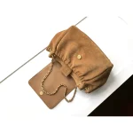 Camel Quilted Chain Flap Bag