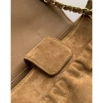 Camel Quilted Chain Flap Bag