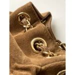 Camel Quilted Chain Flap Bag