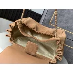 Camel Quilted Chain Flap Bag