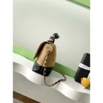 Camel and Black Two-Tone Top-Handle Flap Bag