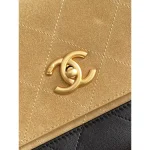 Camel and Black Two-Tone Top-Handle Flap Bag
