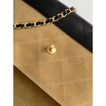 Camel and Black Two-Tone Top-Handle Flap Bag