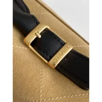 Camel and Black Two-Tone Top-Handle Flap Bag