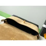 Camel and Black Two-Tone Top-Handle Flap Bag