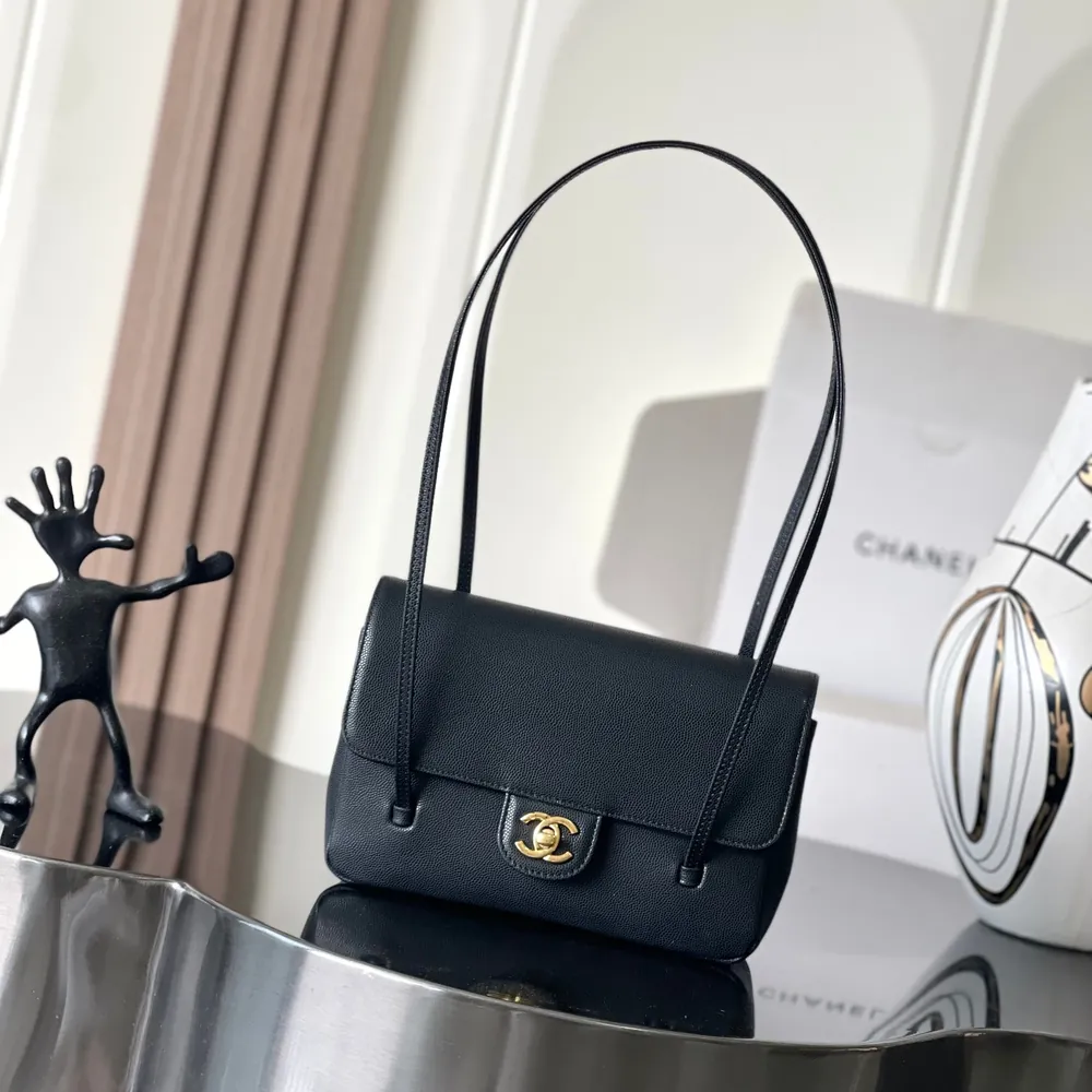 Caviar-Top-Handle-Flap-Black