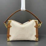 Cream Canvas & Brown-Leather Shoulder Bag