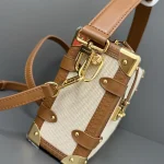 Cream Canvas & Brown-Leather Shoulder Bag
