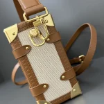 Cream Canvas & Brown-Leather Shoulder Bag