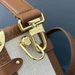 Cream Canvas & Brown-Leather Shoulder Bag