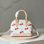 Cream Cherry-Print Shell Bag