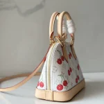 Cream Cherry-Print Shell Bag