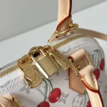 Cream Cherry-Print Shell Bag