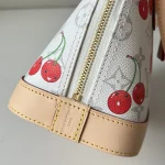 Cream Cherry-Print Shell Bag