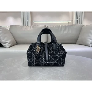 Dark Tweed Cannage Tote