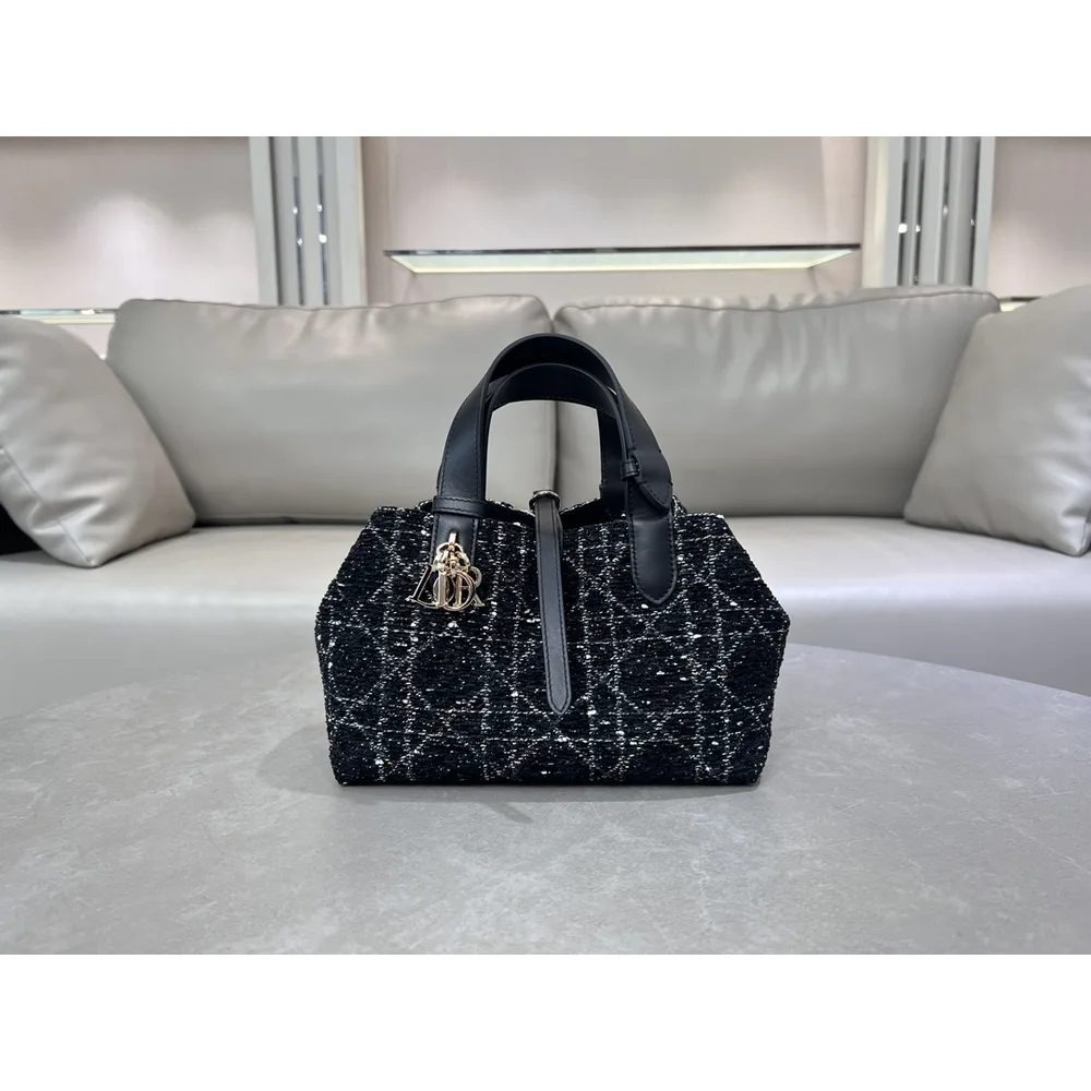 Dark Tweed Cannage Tote