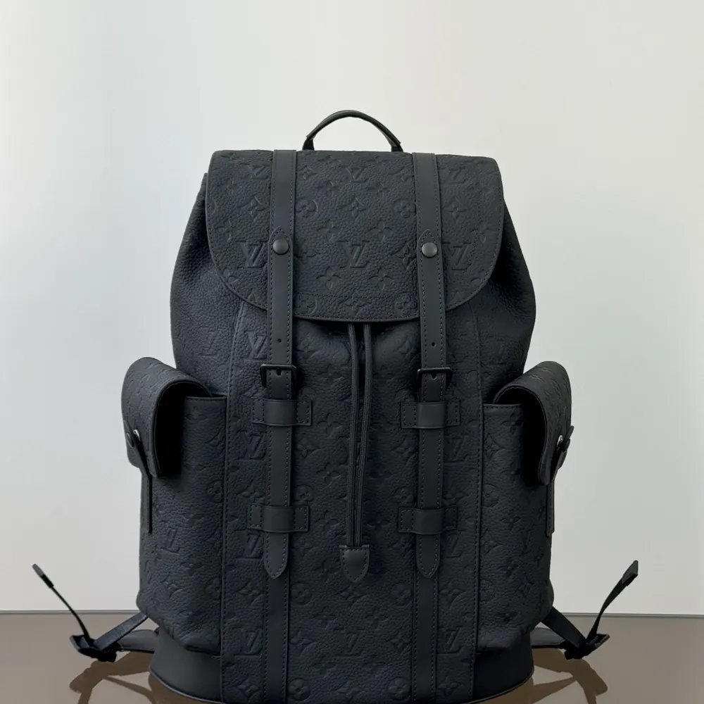 Embossed-Leather-Backpack-Black