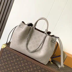 Greige Soft-Leather Chain Handbag