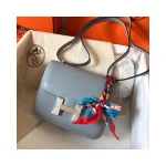 Grey-Blue H-Clasp Flap Bag